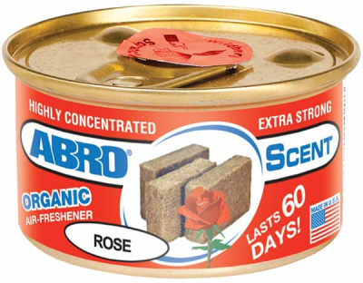 Ароматизатор на панель волокно банка металл ORGANIC Роза/ ROSE, 42 гр ABRO AS-560-RO (1/24)