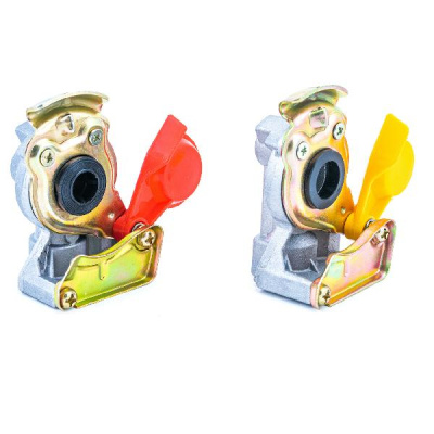 Разъем для шлангов тягач-прицеп ЕВРО (PALM), с клапаном, М16 (желтый+красный), к-т (HH-095-M16)