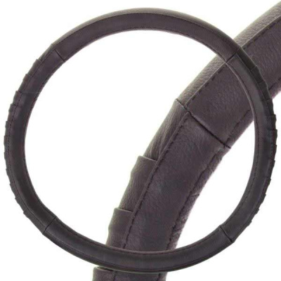 Оплетка кожа гладкая с рельефной вставкой Real-5, M (37-39 см), Черная SKYWAY S01108008  (1/25)