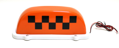 Знак TAXI на крышу магнитный с подсветкой 12V, oранжевый, рисунок Шашки, Сплошной магнит TA008(1/20)