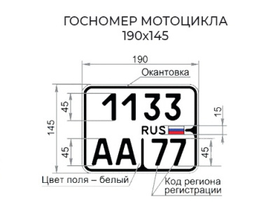 Рамка номера МОТО нового образца 190*145, пластик, без надписи, с защелкой, Черная, RМ-1  (уп 50 шт)