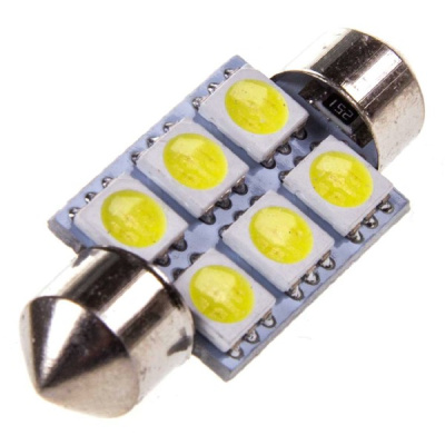 Светодиод T11*36 24V WHITE 6 SMD (C5W) SKYWAY S08202009, (к-т 2шт.)