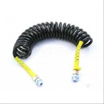 Шланг пневматический спиральный, полиамид, фитинги М22, длина 7.5 метров, черный/ желтый