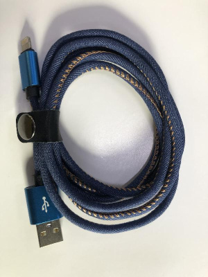 Кабель USB для зарядки iPhone, L 2 метра, синяя ткань