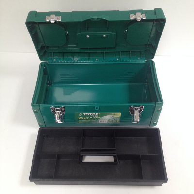 Ящик для инструментов пластиковый 19" (450*243*210 мм), 2 защелки мет/ 2 бокса под мелочь Т87(09223)