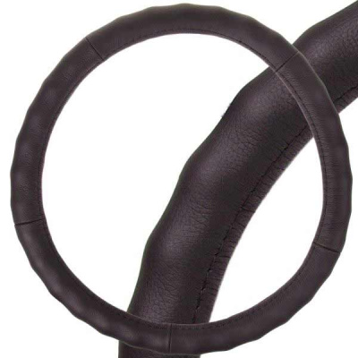 Оплетка кожа гладкая рельефная Real-2, M (37-39 см), Черная SKYWAY S01108003  (1/25)