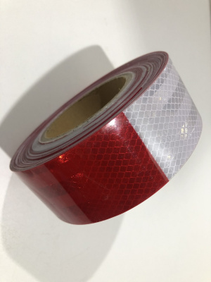 Лента светоотражающая самоклеящаяся 50мм*25м,  красно-белая, рулон