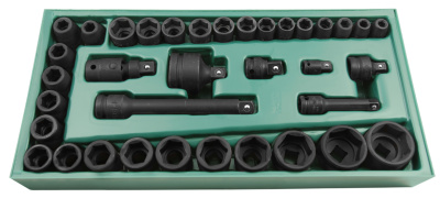 Головки торцевые 3/8, 1/2" ( 36 предметов) 7-32 мм ударные , ложемент   09914 SATA  