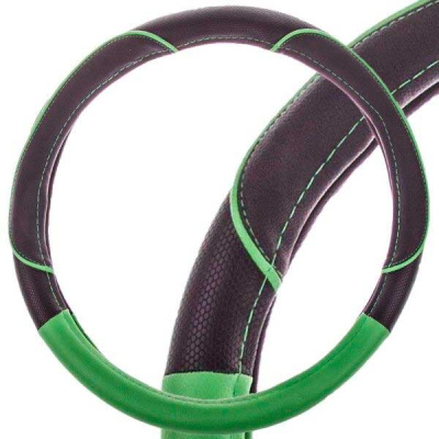 Оплетка экокожа комбинированная Combo-4, M (37-39 см), Черная /Зеленая  SKYWAY S01102393