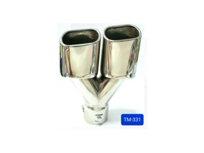 Насадка на глушитель d60D  L250 мм, округлый край, раздвоенная, HG/ TM-331