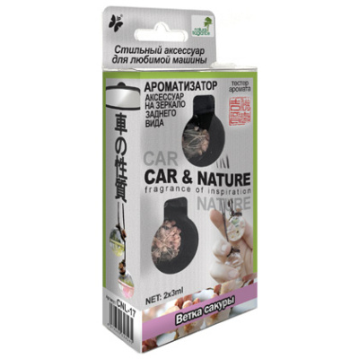 Ароматизатор подвесной жидкий флакон стекло/дерево Car&Nature, Ветка сакуры (2х3мл),CNL-17, к-т