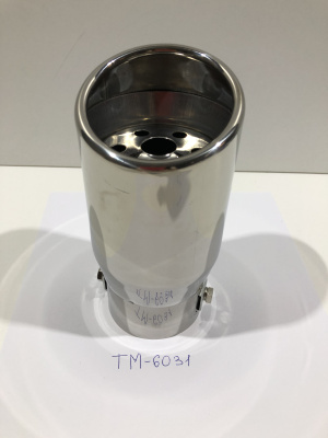 Насадка на глушитель d60D75 L150мм, округлый край, отверстия, косой выход, хром TM-6031