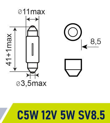 Лампа салонная 12V  5W SV8.5/8  41 мм Маяк ORIGINAL PRO OEM 01205С(41)/10 , шт.  (уп 10 шт)   