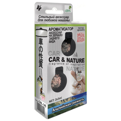 Ароматизатор подвесной жидкий флакон стекло/дерево Car&Nature, Альпийская свежесть (2х3мл),CNL-145