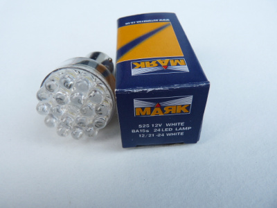 Светодиод T25 12V WHITE 24LED  BA15S (Маяк) (12T25W/24LED)