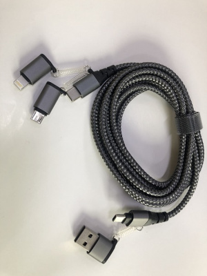 Кабель USB для зарядки 5в1, серый металлик