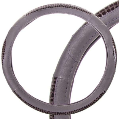 Оплетка экокожа комбинированная Luxury-4, M(37-39 см) Серая/ крокодиловая кожа SKYWAY S01102379