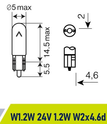 Лампа б/ц 24V  1.2W  W2 *4,6d Маяк ORIGINAL PRO OEM 02412Бц/10, шт.  (уп 10 шт)  