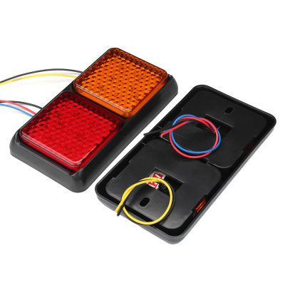 Фонарь задний диодный 12-80V 24 SMD красный, желтый (2 шт), к-т  SQ-B-075