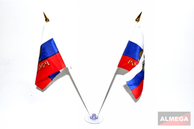 Флаг России большой (двойной) на присоске (2 флага+присоска), к-т