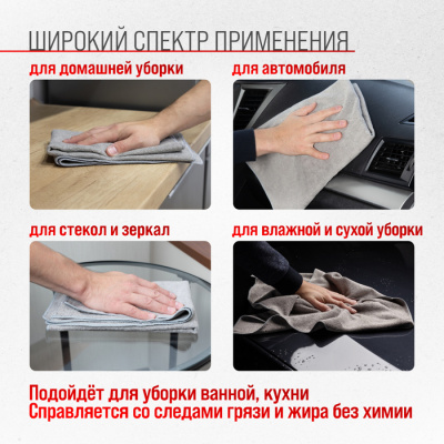 Салфетка микрофибра 50*70см Серая SKYWAY S00902015