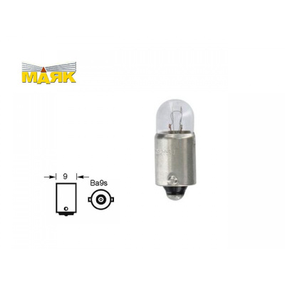 Лампа 24V  2W BA9S АМН 24-2 Маяк  (62402) (1/100)