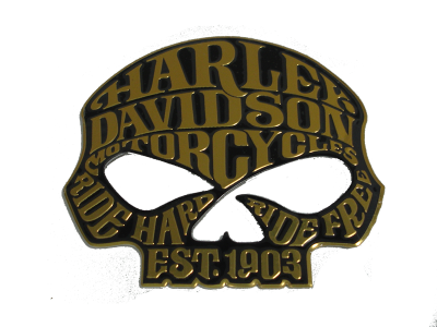 Шильдик металлопластик HARLEY DAVIDSON череп золото