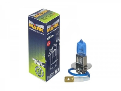 Лампа галогеновая H 3 12V100W Pk22s Super White Маяк (52350SW), шт. 