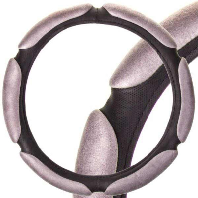 Оплетка перфокожа Sponge air, M (37-39 см) Черная, 6 подушечек замша Серая SKYWAY S01101071 (1/25)