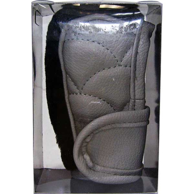 Чехол на ручку КПП кожа/мех P051PМ , Серый 