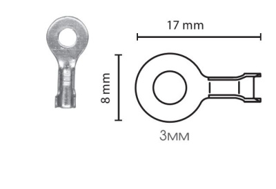 Клемма кольцевая массы латунь луженая D 3.3*17*0.5-1.5мм, шт  