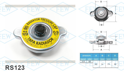 Крышка радиатора R123 (0.9 kg/cm2) с кнопкой сброса давления RS-123 FUTABA