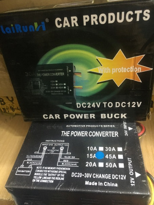 Инвертер (преобразователь напряжения) 24V в 12V (15 A)