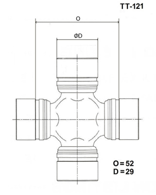 Крестовина (универсальный шарнир)  GUT  21   TOYO   TT-121/UJ-230(Matsuba)(с тавотницей)