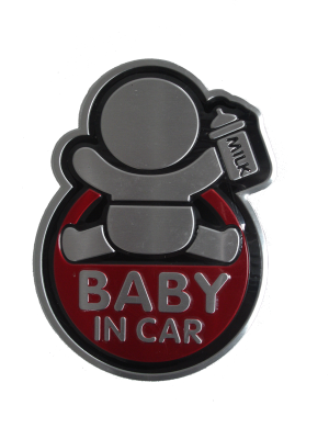 Наклейка дюралевая BABY in CAR овальная, красный