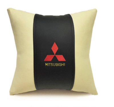 Подушка на сиденье экокожа 25*25 MITSUBISHI бежево-черная