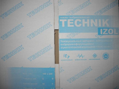 Виброзвукотеплоизоляция (3в1) TECHNIK IZOL 9мм*500*600 мм, лист  (уп 5 л/ 1.5 м2)    (№3)