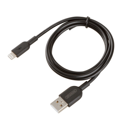 Кабель USB для зарядки iPhone, L 1 метр, 2А, 10Вт, черный, в пакете  S09601006 SKYWAY