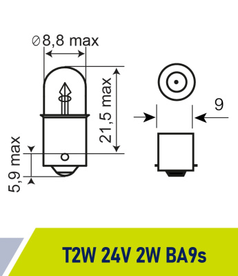 Лампа 24V  2W BA9S Маяк ORIGINAL PRO OEM 02402/10, шт.  (уп 10 шт)  