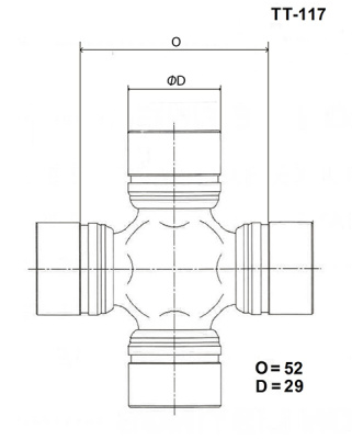Крестовина (универсальный шарнир)  GUT  17   TOYO   TT-117/UJ-230 Matsuba (без тавотницы)