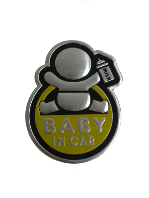 Наклейка дюралевая BABY in CAR овальная мини, желтый
