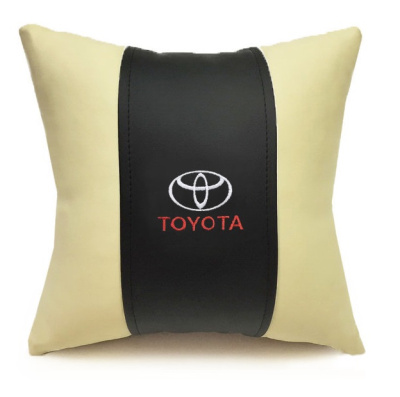 Подушка на сиденье экокожа 25*25 TOYOTA  бело-черная