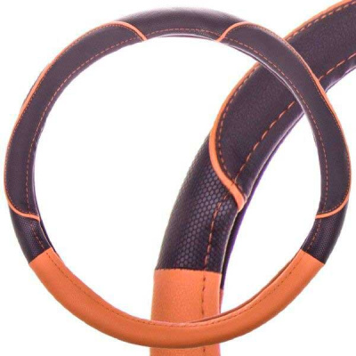 Оплетка экокожа комбинированная Combo-4, M (37-39 см), Черная /Оранжевая SKYWAY S01102391