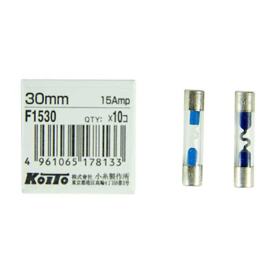 Предохранитель стеклянный 6*30мм, 15 А, шт.  KOITO (уп.10 шт.) F1530
