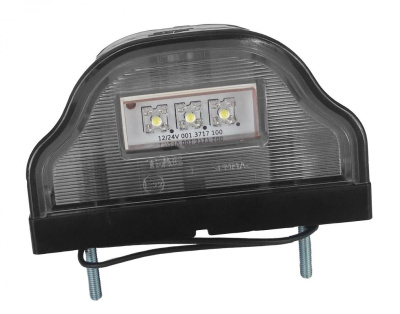 Фонарь подсветки номерного знака LED волна черный, 12/24V, 3 диода, шт
