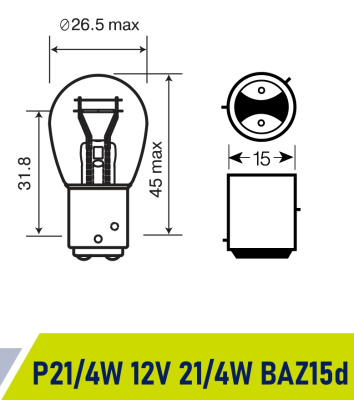 Лампа 12V 21W/ 4W BAZ15d Маяк ORIGINAL PRO OEM 01214/10, шт.  (уп 10 шт)  двухконтактная