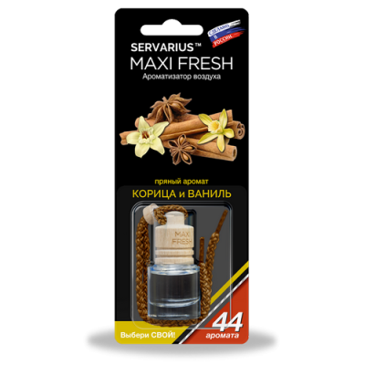 Ароматизатор жидкий подвесной (бутылочка) КОРИЦА И ВАНИЛЬ, 5 мл MAXIFRESH HMF-12  (1/16)