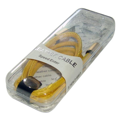 Кабель USB для зарядки iPhone, кожа желтая