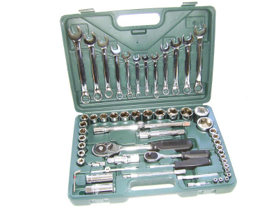 Инструмент 1/4,1/2" ( 61 предмет) головки, 2 трещотки, воротки,ключи, к-т  (1/4)