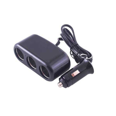Адаптер прикуривателя 3 гнезда, 12V, крепление штекера на проводе, Черный SKYWAY S02301012